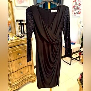 Chic Black Dress with Sequin Sleeves
